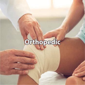 Orthopedic doctor examining patient's knee